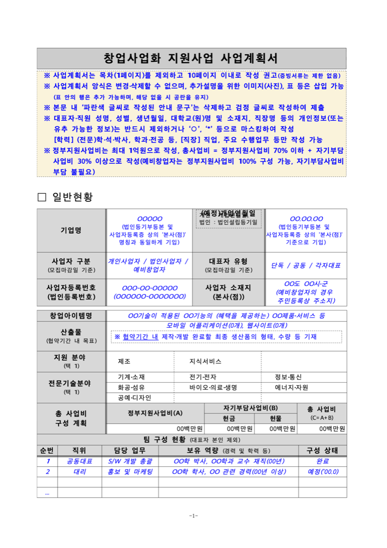 빈 정부지원 양식